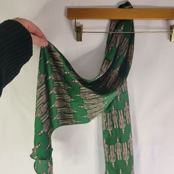 Green Silky Scarf with Police Officer Print - Picture 2 of 7